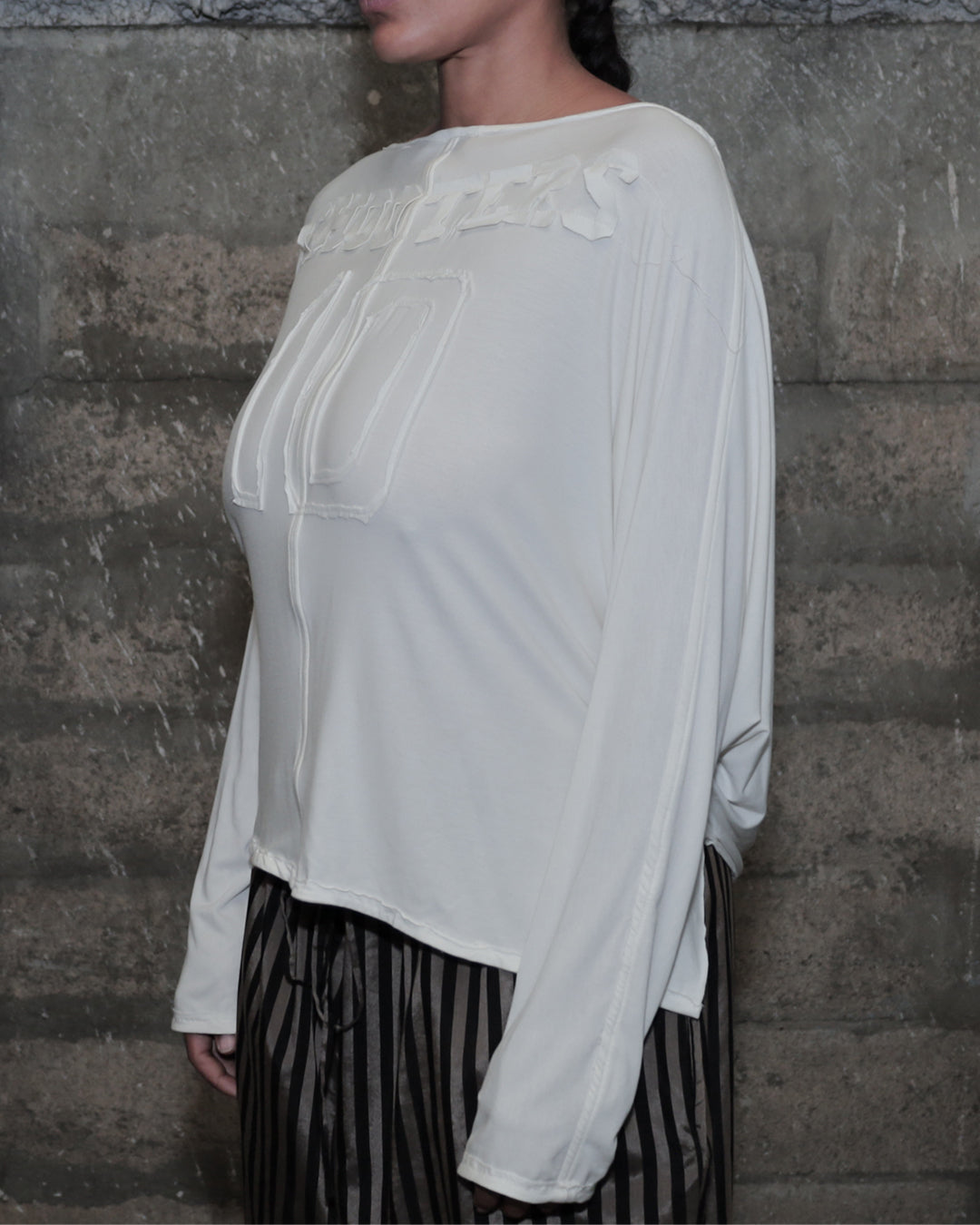 'SHOOTERS' 002 DRAPED TOP_WHITE