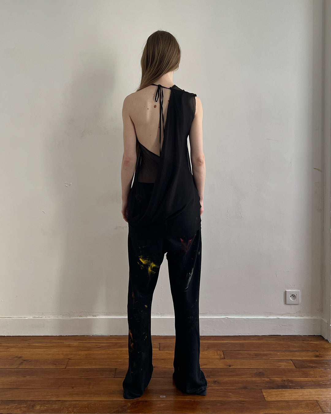 RAAGGGEEEE Asym Drape Silk Dress