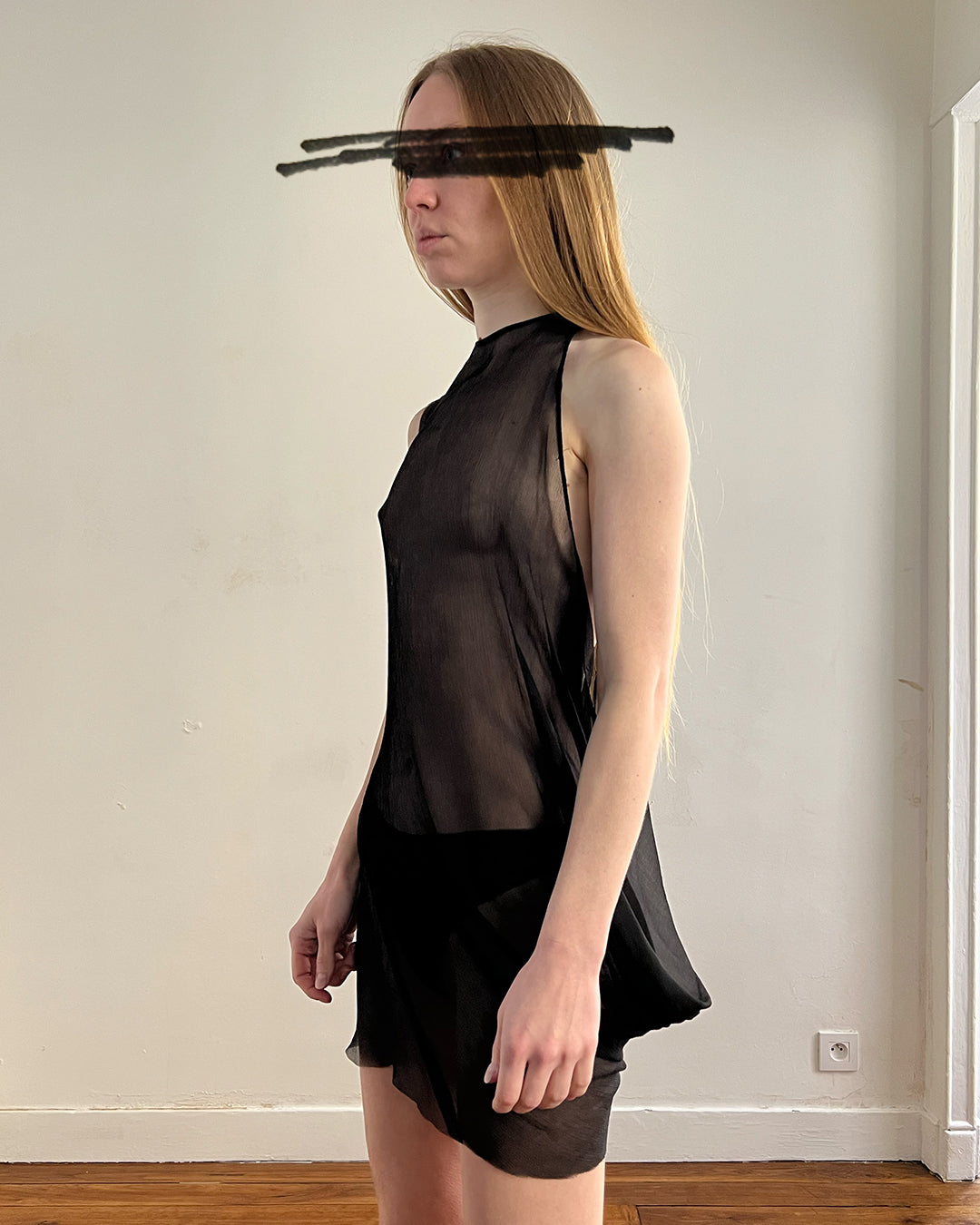 RAAGGGEEEE Asym Drape Silk Dress