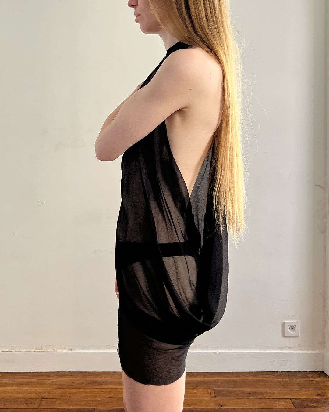 RAAGGGEEEE Asym Drape Silk Dress