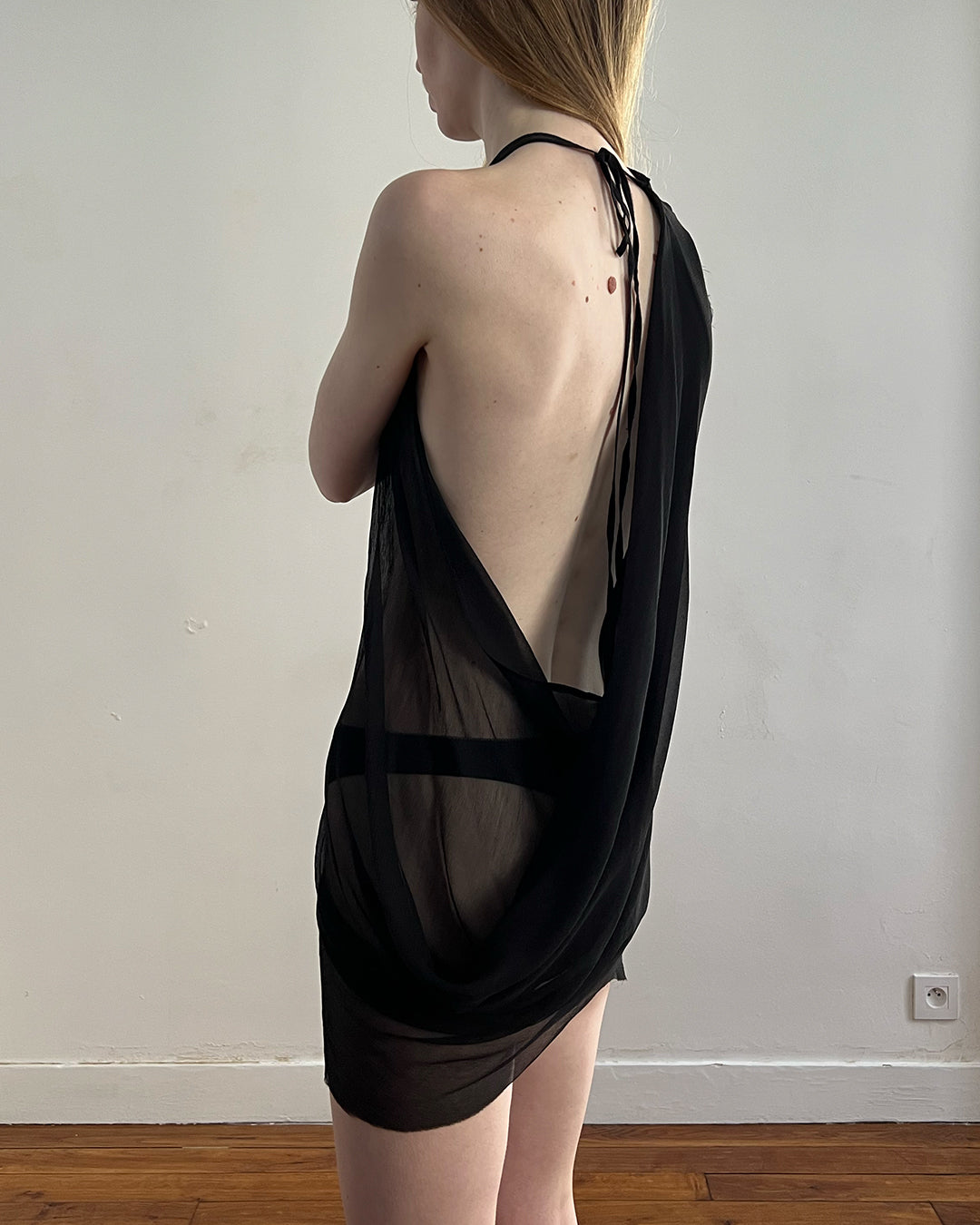 RAAGGGEEEE Asym Drape Silk Dress