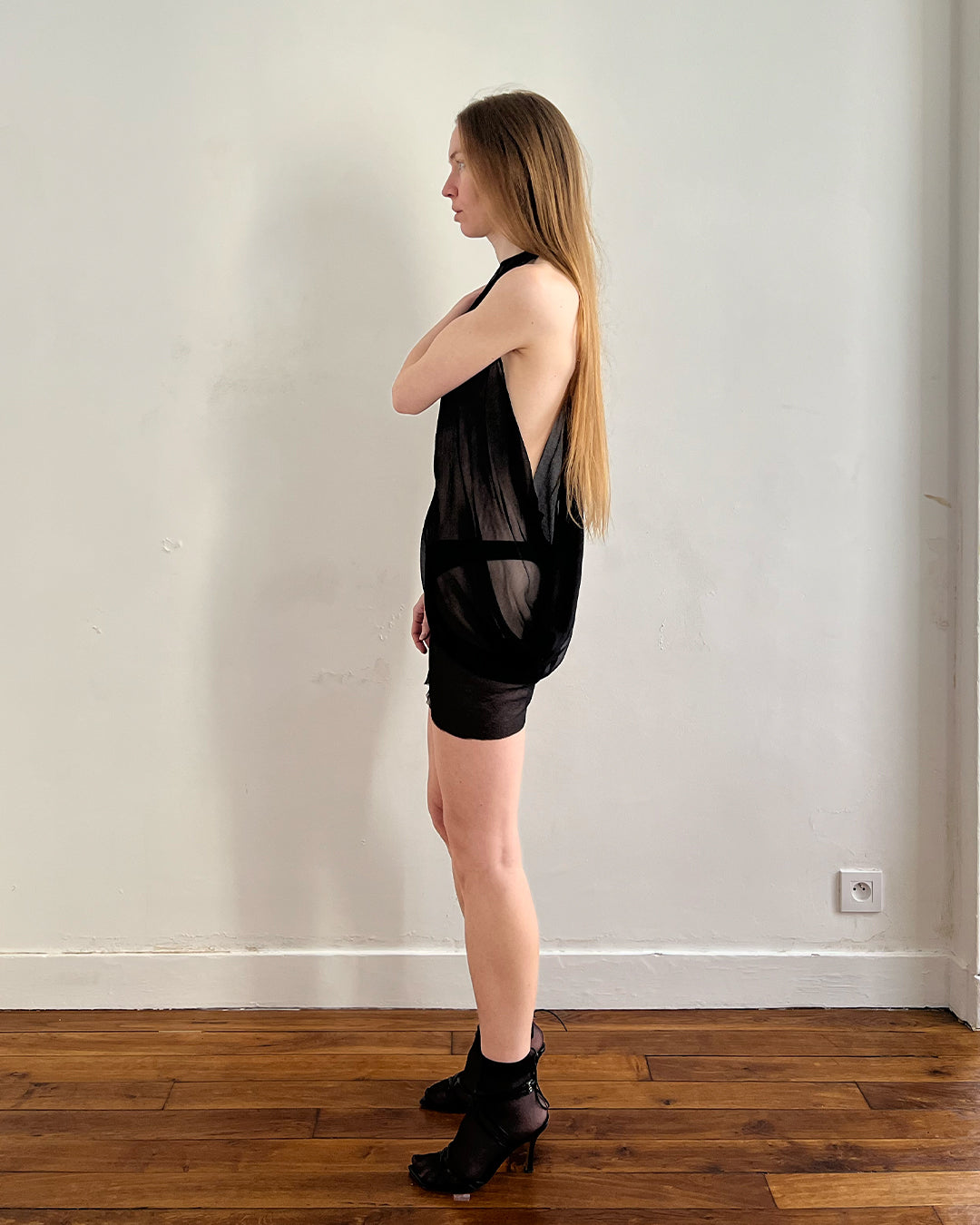 RAAGGGEEEE Asym Drape Silk Dress