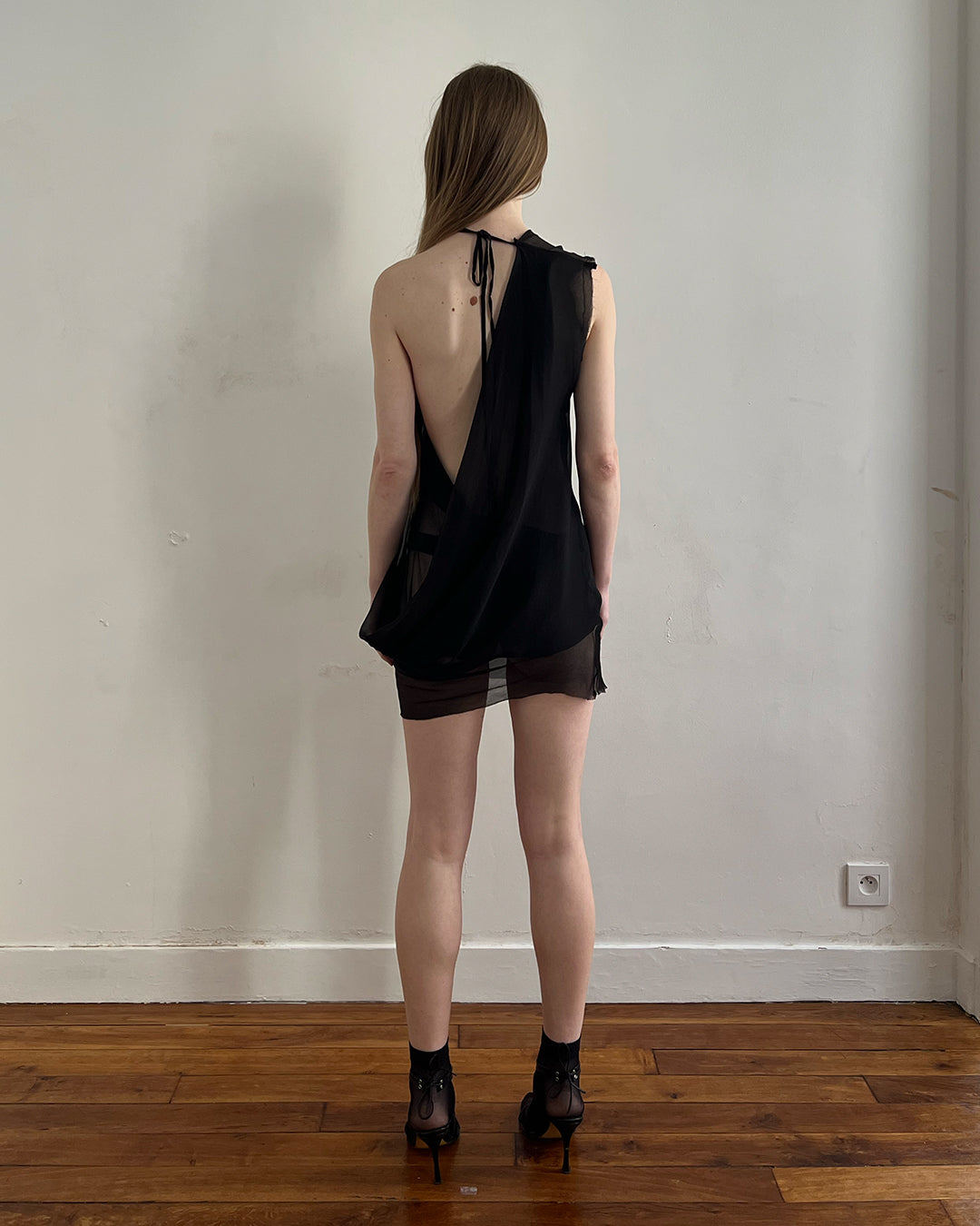 RAAGGGEEEE Asym Drape Silk Dress