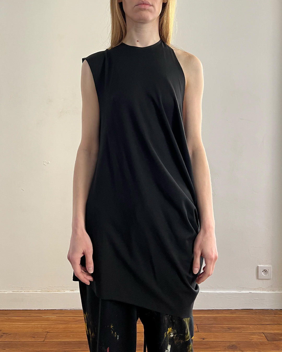 RAAGGGEEEE Asym Drape Jersey Dress