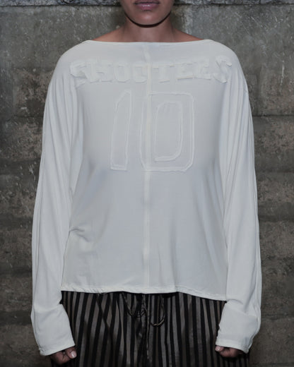 'SHOOTERS' 002 DRAPED TOP_WHITE