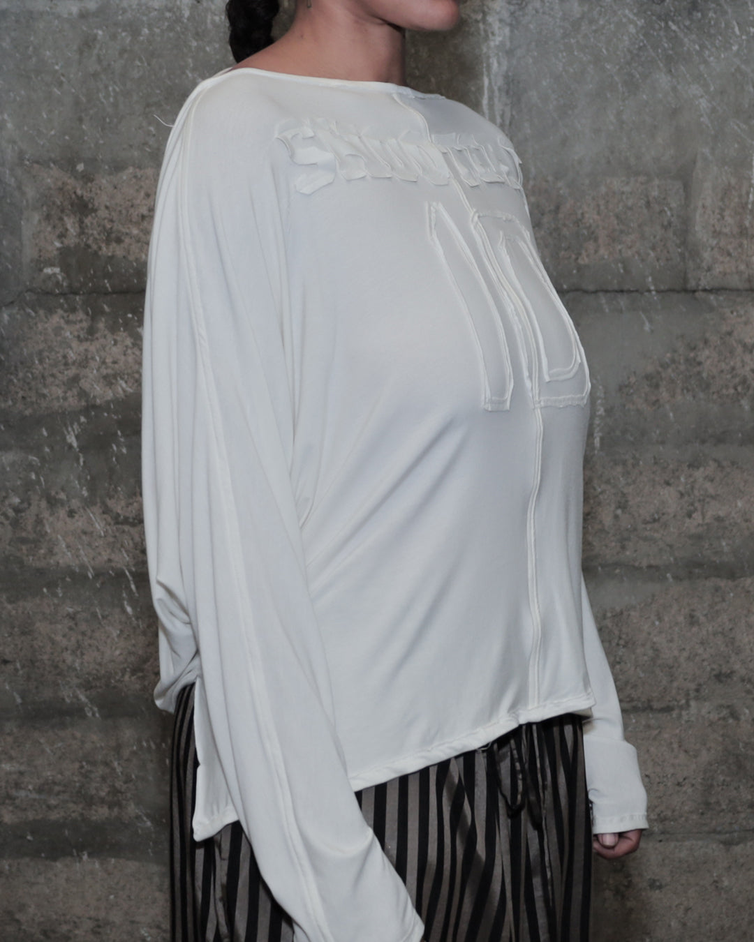 'SHOOTERS' 002 DRAPED TOP_WHITE