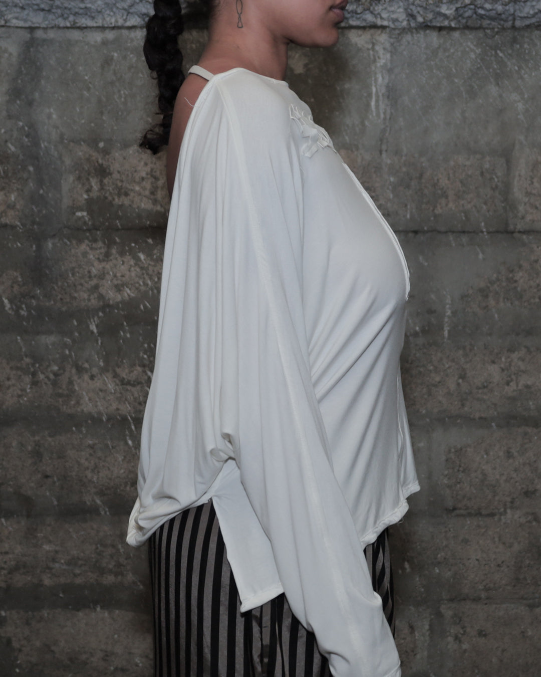 'SHOOTERS' 002 DRAPED TOP_WHITE