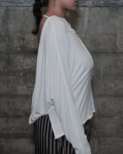 'SHOOTERS' 002 DRAPED TOP_WHITE