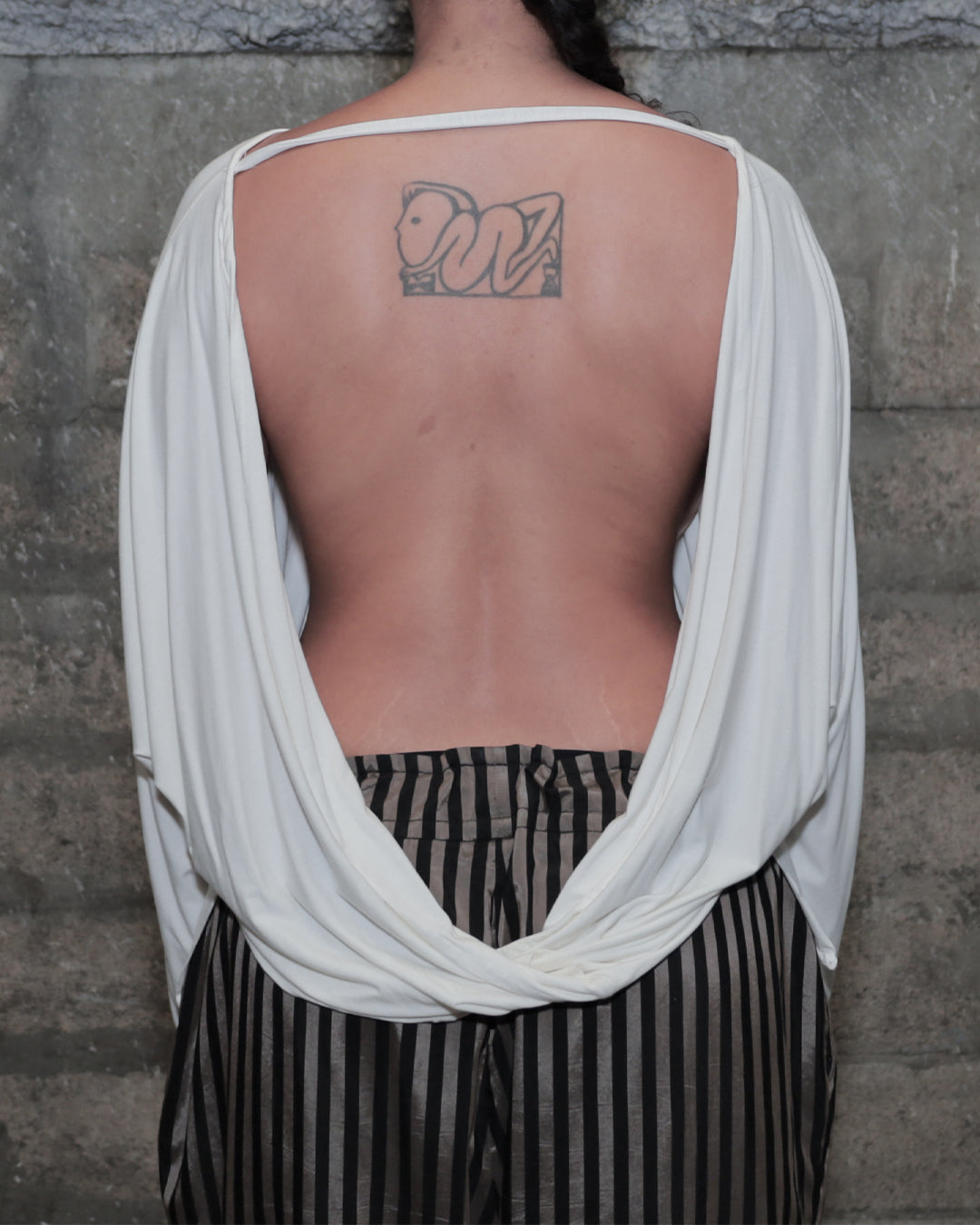 'SHOOTERS' 002 DRAPED TOP_WHITE