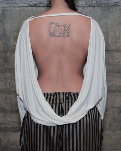'SHOOTERS' 002 DRAPED TOP_WHITE