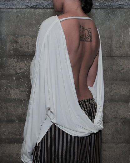 'SHOOTERS' 002 DRAPED TOP_WHITE