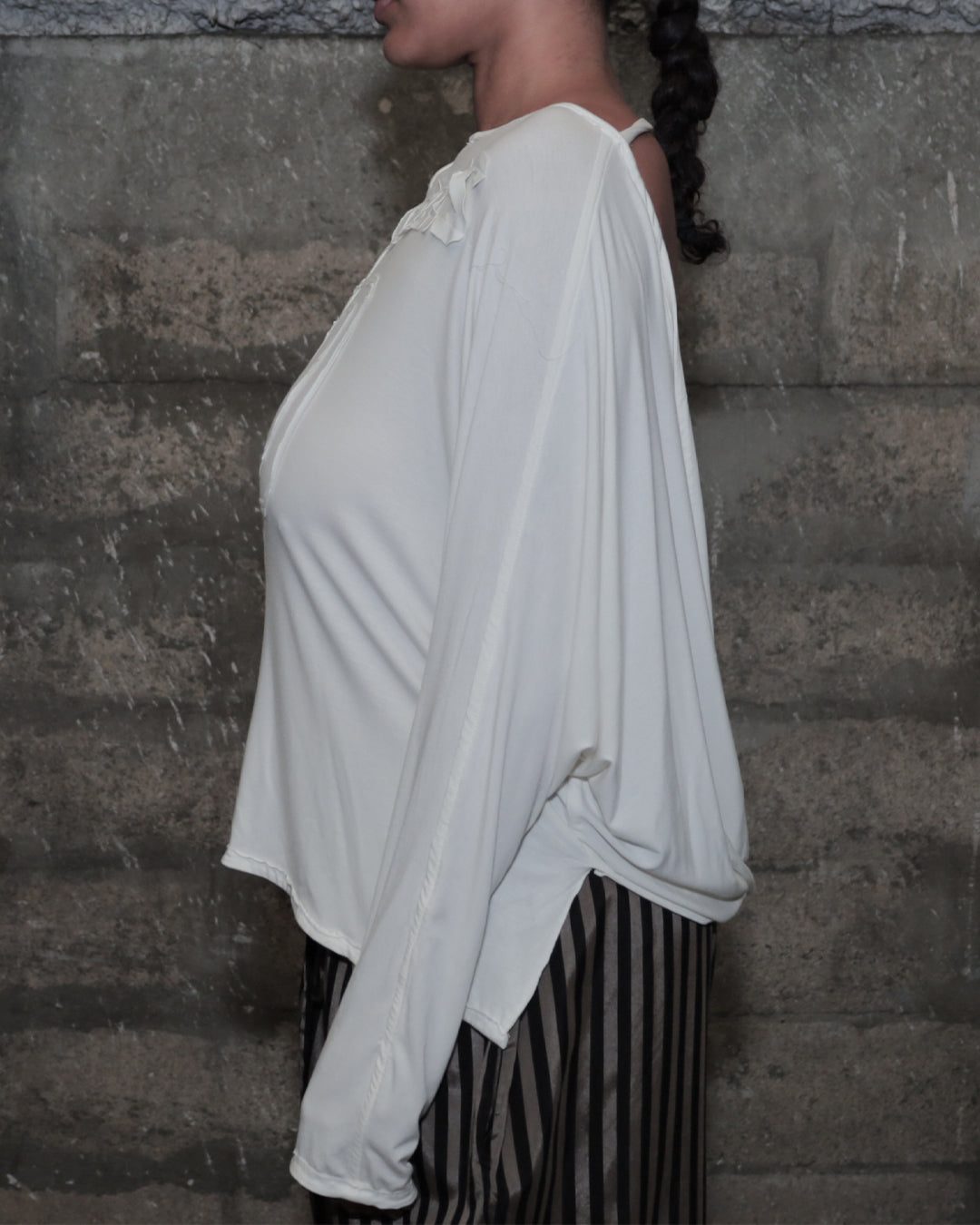 'SHOOTERS' 002 DRAPED TOP_WHITE