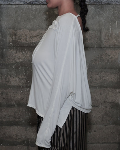 'SHOOTERS' 002 DRAPED TOP_WHITE