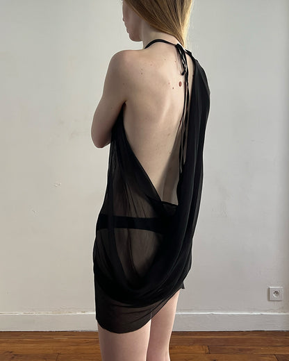 RAAGGGEEEE Asym Drape Silk Dress