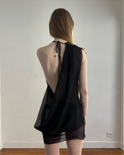 RAAGGGEEEE Asym Drape Silk Dress