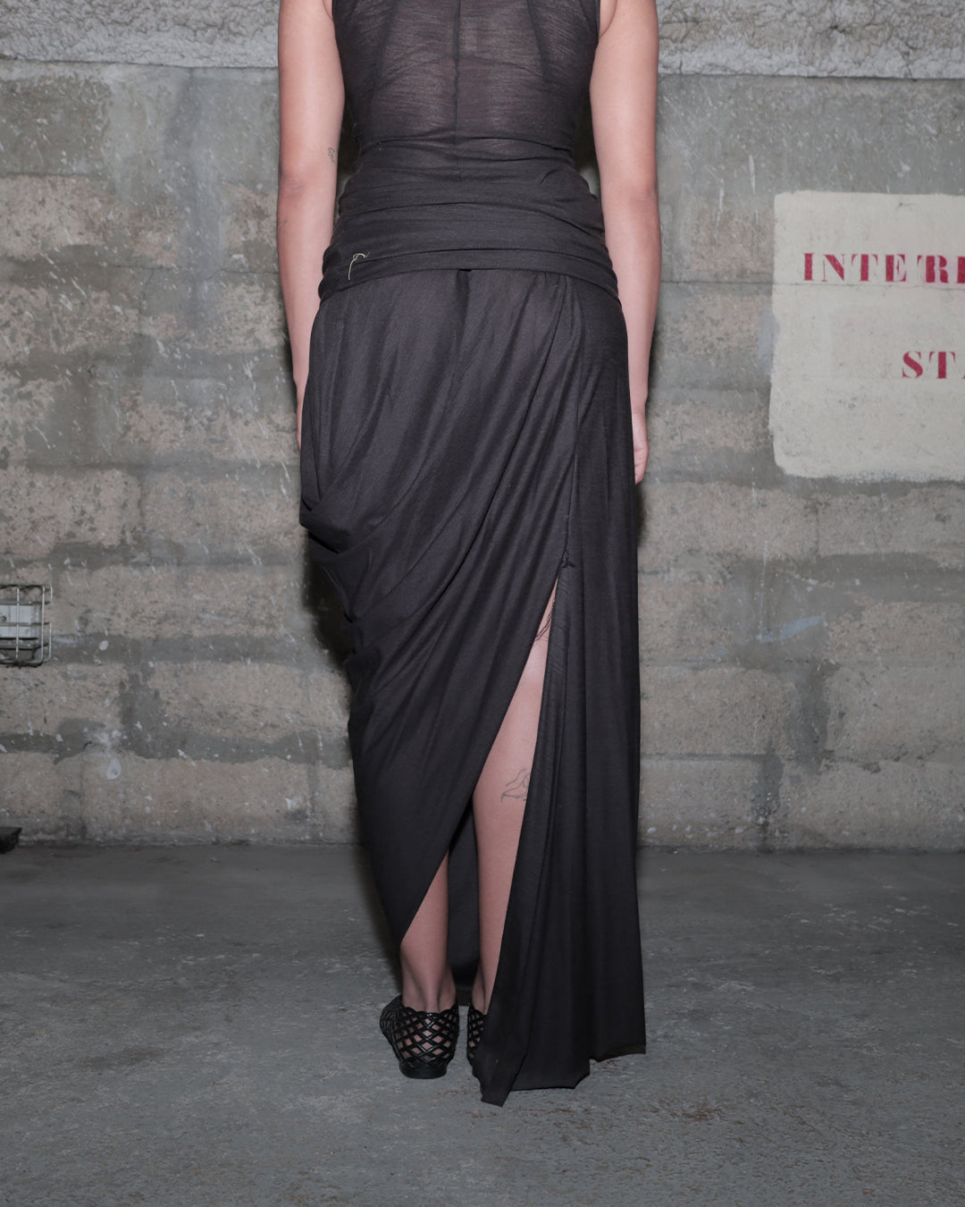MOIRAI DRAPED SKIRT_BLACK