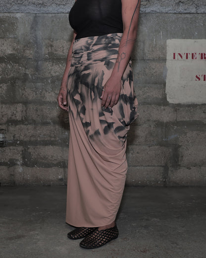 MOIRAI DRAPED SKIRT_BIEGE